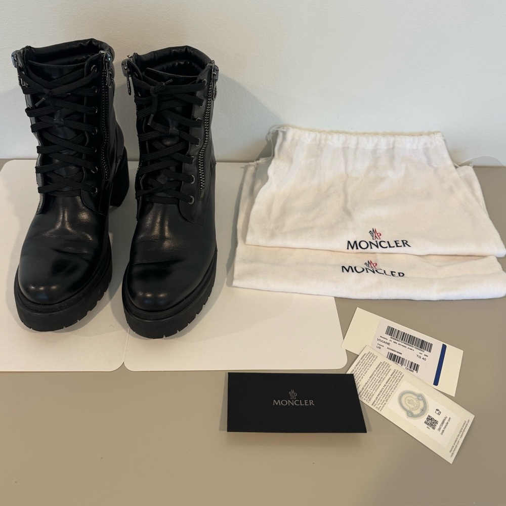 Moncler MM Viviane Scarpa Leather Hiker Boots